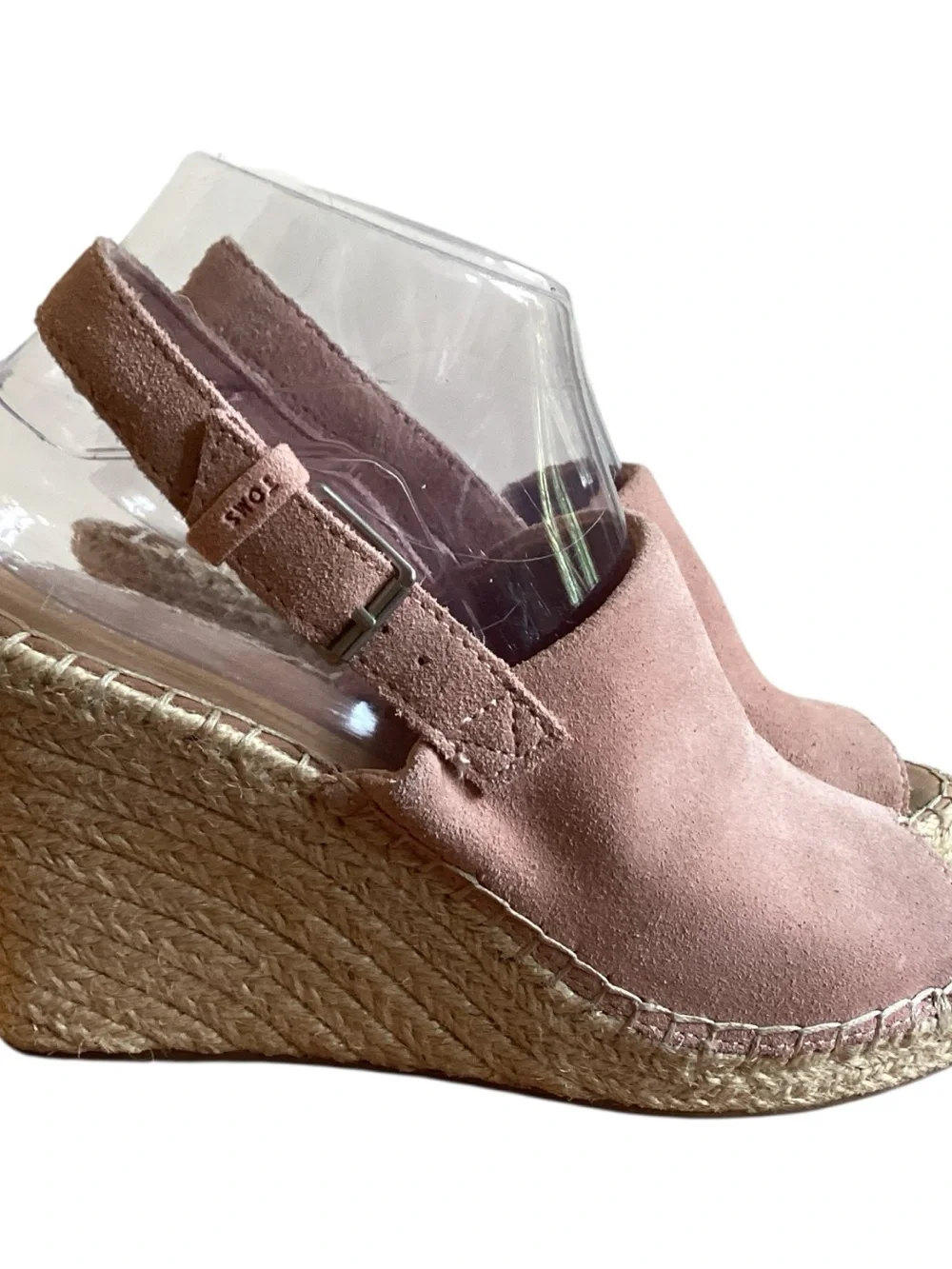 Toms Pink Suede Monica Espadrille Wedge Sandals size 7.5